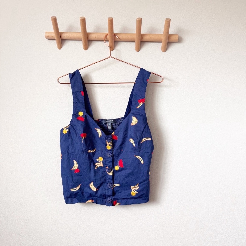 ModCloth Navy Fruit Print Crop Top